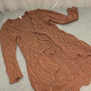 Venus Loose Knit Cardigan Sweater Large Longline long Beach Cottage Festival